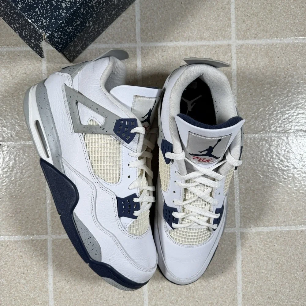 Nike Air Jordan 4 Retro Midnight Navy White Cement DH6927-140 Size 13